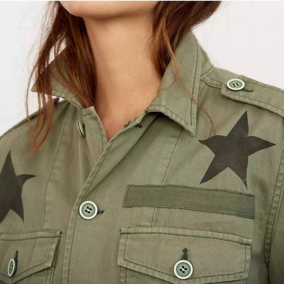 Anthropologie Pistola Camo Royal Honor Utility Military Star Shacket Jacket NWOT - Picture 4 of 16